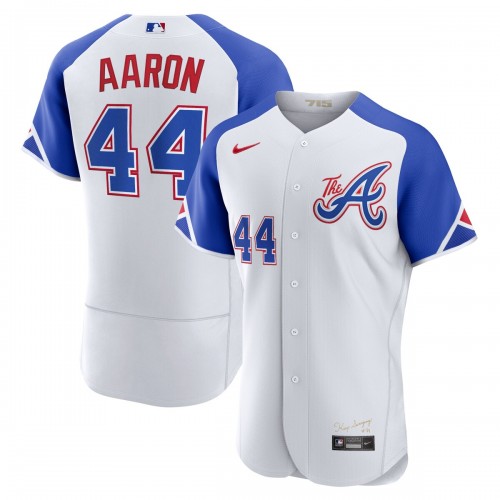 Hank Aaron Atlanta Braves Nike 2023 City Connect Authentic Player Jersey - White Hank Aaron Atlanta Braves Nike 2023 City Connect Authentic Player Jersey - White