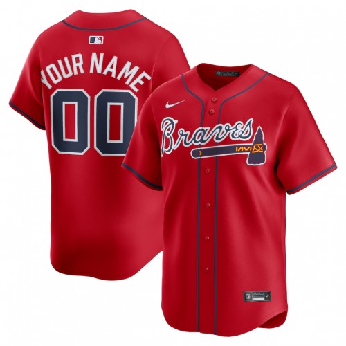 Atlanta Braves Nike Alternate Limited Custom Jersey - Red