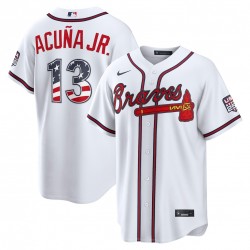 Ronald Acuña Jr. Atlanta Braves Nike USA 250 Fourth of July Home Stadium Jersey - White