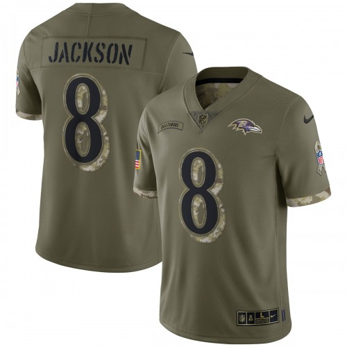 Lamar Jackson Baltimore Ravens Nike 2022 Salute To Service Limited Jersey - Olive