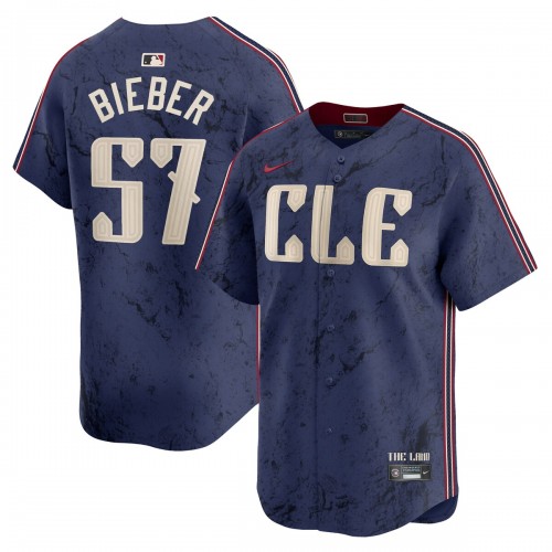 Shane Bieber Cleveland Guardians Nike 2024 City Connect Limited Jersey - Navy