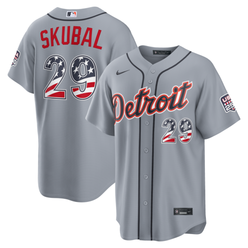 Tarik Skubal Detroit Tigers Nike USA 250 Fourth of July Road Stadium Jersey - Gray Tarik Skubal Detroit Tigers Nike USA 250 Fourth of July Road Stadium Jersey - Gray