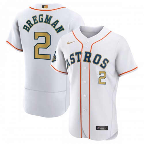 Alex Bregman Houston Astros Nike 2023 Gold Collection Authentic Player Jersey - White