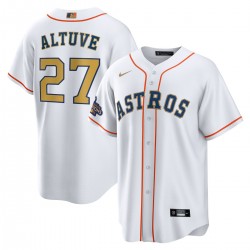Jose Altuve Houston Astros Nike 2023 Gold Collection Replica Player Jersey - White/Gold Jose Altuve Houston Astros Nike 2023 Gold Collection Replica Player Jersey - White/Gold