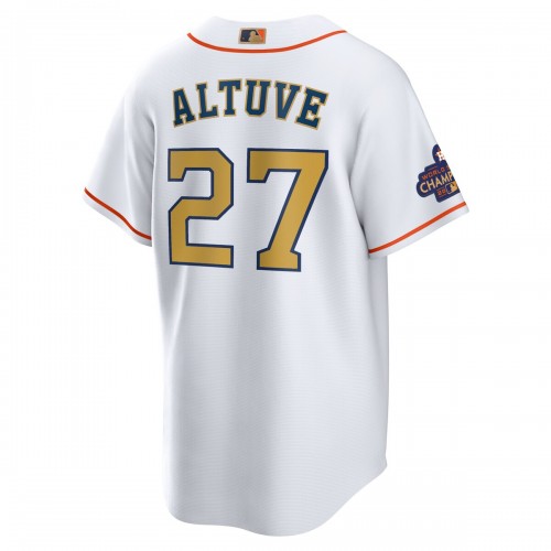 Jose Altuve Houston Astros Nike 2023 Gold Collection Replica Player Jersey - White/Gold