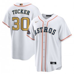 Kyle Tucker Houston Astros Nike 2023 Gold Collection Replica Player Jersey - White/Gold Kyle Tucker Houston Astros Nike 2023 Gold Collection Replica Player Jersey - White/Gold