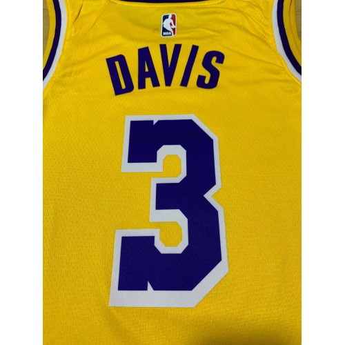 Men's Los Angeles Lakers Anthony Davis #3 Yellow 18-19 Swingman Jersey - Icon Edition