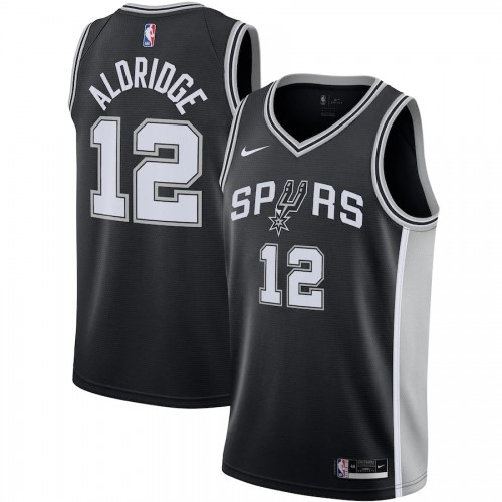 Men''s San Antonio Spurs LaMarcus Aldridge #12 Nike Black 2020/21 Swingman Jersey - Icon Edition