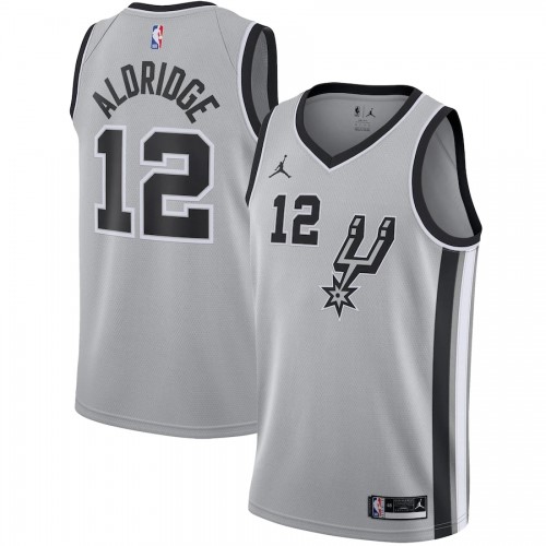 Men's San Antonio Spurs LaMarcus Aldridge #12 Jordan Silver 20/21 Swingman Jersey- Statement Edition