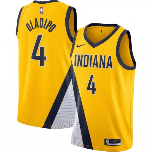 Men's Indiana Pacers Victor Oladipo #4 Nike Gold Finished Swingman Jersey - Statement Edition
