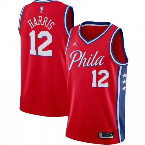 Men's Philadelphia 76ers Tobias Harris #12 Jordan Red 2020/21 Swingman Jersey - Statement Edition