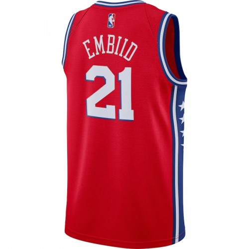Men's Philadelphia 76ers Joel Embiid #21 Jordan Red 2021 Swingman Jersey - Statement Edition