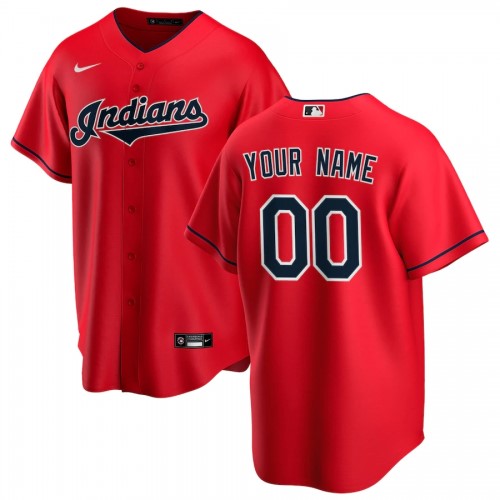 Men's Cleveland Indians Nike Red Alternate 2020 Custom Jersey