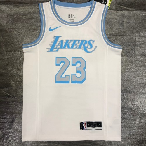 Men's Los Angeles Lakers LeBron James #23 Nike White 2020/21 Swingman Jersey - City Edition