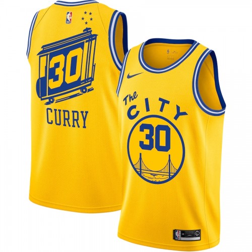 Men's Golden State Warriors Curry #30 Yellow Classics Finished Swingman Jersey -City Classic Edition