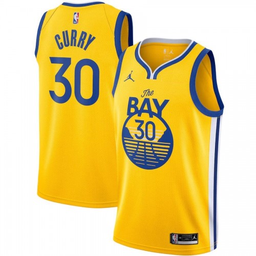 Men's Golden State Warriors Stephen Curry #30 Jordan Gold 2020/21 Swingman Jersey - Statement Edition