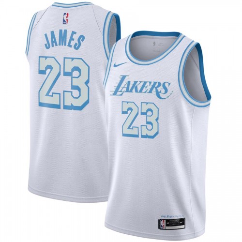 Men's Los Angeles Lakers LeBron James #23 Nike White 2020/21 Swingman Jersey - City Edition