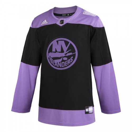 Men's New York Islanders adidas Black Hockey Fights Cancer Custom Practice Jersey