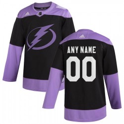 Men's Tampa Bay Lightning adidas Black Hockey Fights Cancer Custom Practice Jersey Men's Tampa Bay Lightning adidas Black Hockey Fights Cancer Custom Practice Jersey