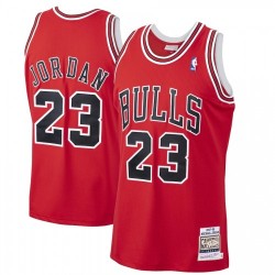 Men's Chicago Bulls Michael Jordan #23 Throwback Red 1997-98 Hardwood Classics Player Jersey
