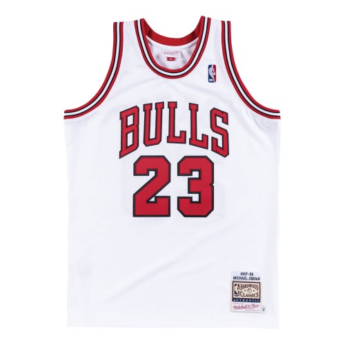 Men's Chicago Bulls Michael Jordan #23 Throwback Mitchell & Ness White 1997-98 Hardwood Classics Player Jersey