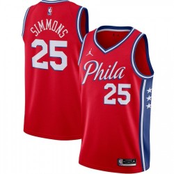 Men's Philadelphia 76ers Ben Simmons #25 Jordan Red 2020/21 Swingman Jersey-Statement Edition Men's Philadelphia 76ers Ben Simmons #25 Jordan Red 2020/21 Swingman Jersey-Statement Edition