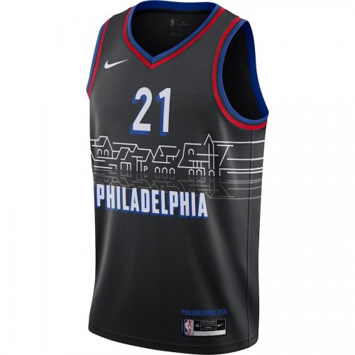 Men's Philadelphia 76ers Joel Embiid #21 Nike Black 2020/21 Swingman Player Jersey – City Edition