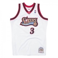 Men's Philadelphia 76ers Allen Iverson #3 Throwback White 1997-98 Hardwood Classics Jersey Men's Philadelphia 76ers Allen Iverson #3 Throwback White 1997-98 Hardwood Classics Jersey