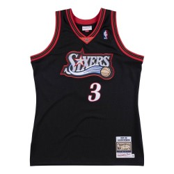 Men's Philadelphia 76ers Allen Iverson #3 Throwback Black 1997-98 Hardwood Classics Jersey