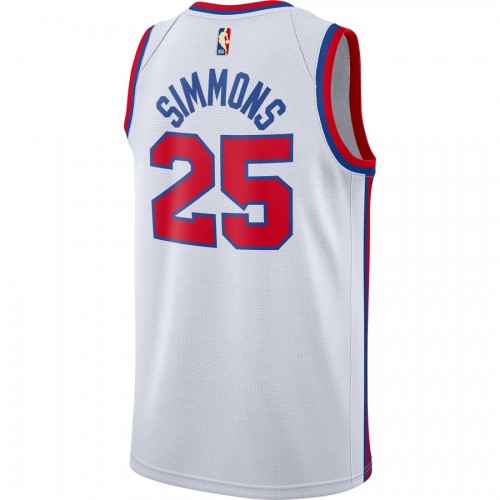 Men's Philadelphia 76ers Ben Simmons #25 White Hardwood Classics Finished Swingman Jersey