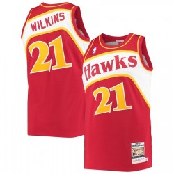 Men's Atlanta Hawks Dominique Wilkins #21 Throwback Mitchell & Ness Red 86-87 Hardwood Classics Player Jersey