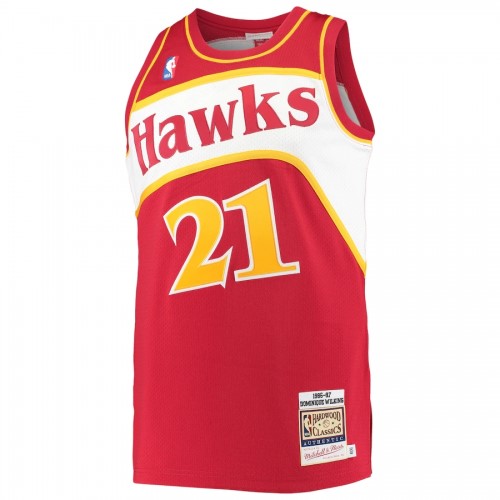 Men's Atlanta Hawks Dominique Wilkins #21 Throwback Mitchell & Ness Red 86-87 Hardwood Classics Player Jersey