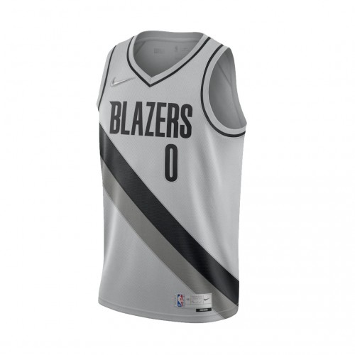Men's Portland Trail Blazers Damian Lillard #0 Nike Grey 2020/21 Swingman NBA Jersey- Earned Edition