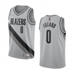 Men's Portland Trail Blazers Damian Lillard #0 Nike Grey 2020/21 Swingman NBA Jersey- Earned Edition Men's Portland Trail Blazers Damian Lillard #0 Nike Grey 2020/21 Swingman NBA Jersey- Earned Edition