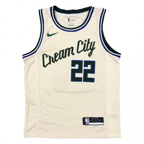 Men's Milwaukee Bucks Khris Middleton #22 Nike White Cream Swingman Jersey - City Edition
