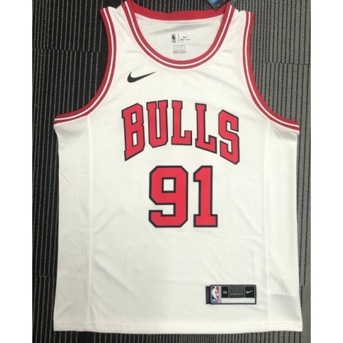 Men's Chicago Bulls Dennis Rodman #91 Nike White Swingman Jersey - Association Edition