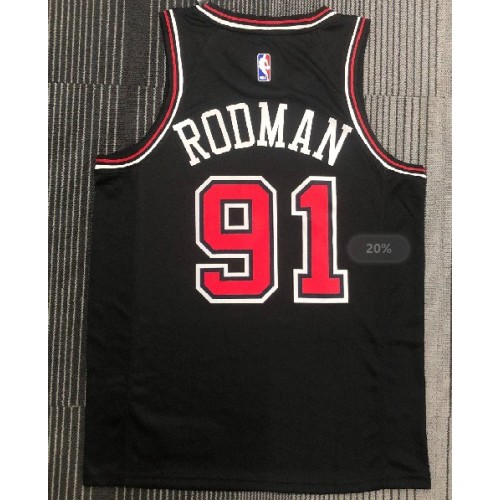 Men's Chicago Bulls Dennis Rodman #91 Nike Black Swingman Jersey - Statement Edition