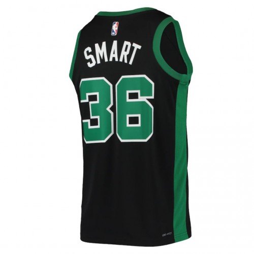 Men's Boston Celtics Marcus Smart #36 Jordan Black&Green 2020/21 Swingman Jersey - Statement Edition