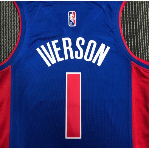 Men's Detroit Pistons Allen Iverson #1 Nike Blue 2021/22 Swingman NBA Jersey - Icon Edition