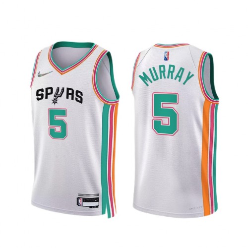 Men's San Antonio Spurs Dejounte Murray #5 Nike White Swingman NBA Jersey - City Edition
