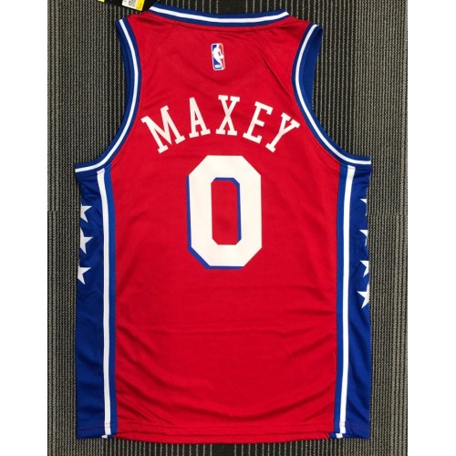 Men's Philadelphia 76ers Tyrese Maxey #0 Jordan Red Swingman NBA Jersey - Icon Edition