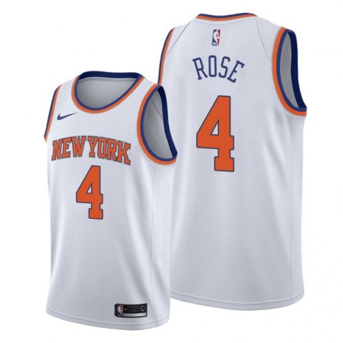 Men's New York Knicks Derrick Rose #4 Nike White 2020/21 Swingman Jersey - Association Edition