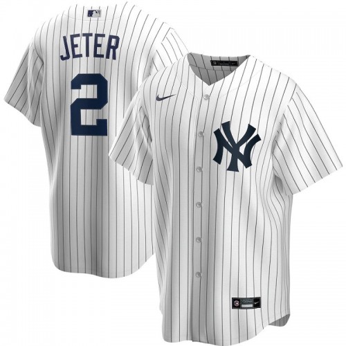 Men's New York Yankees Derek Jeter #2 Nike White Home 2020 Jersey