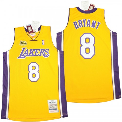 Men's Los Angeles Lakers Home Final Kobe Bryant #8 Throwback Mitchell & Ness Yellow 1999-00 Hardwood Jersey