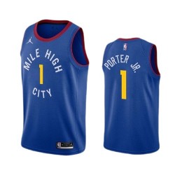 Men's Denver Nuggets Michael Porter Jr. #1 Jordan Blue 2020/21 Swingman Jersey - Statement Edition Men's Denver Nuggets Michael Porter Jr. #1 Jordan Blue 2020/21 Swingman Jersey - Statement Edition