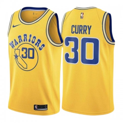 Men's Golden State Warriors Stephen Curry #30 Nike Yellow Hardwood Classic Swingman Jersey