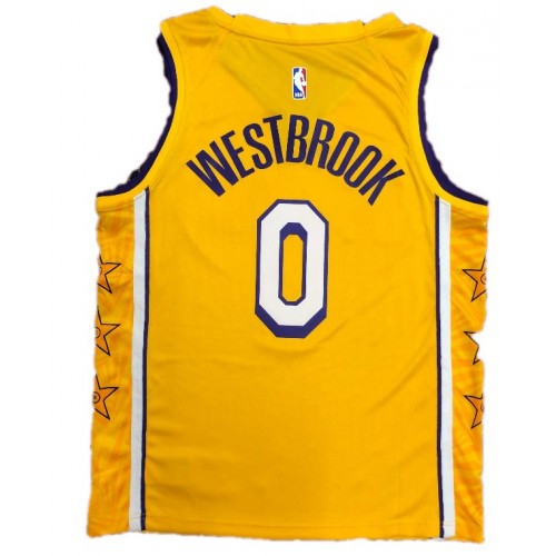 Men's Los Angeles Lakers Russell Westbrook #0 Nike Yellow Swingman NBA Jersey - City Edition