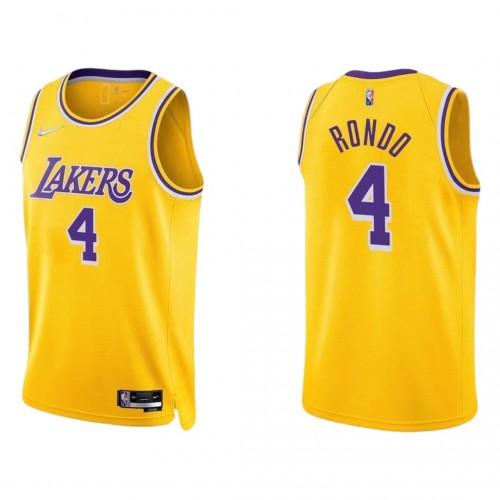 Men's Los Angeles Lakers Rajon Rondo #4 Nike Gold 2021/22 Swingman Jersey - Icon Edition
