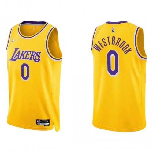 Men's Los Angeles Lakers Russell Westbrook #0 Nike Gold 2021/22 Swingman Jersey - Icon Edition