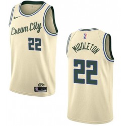 Men's Milwaukee Bucks Khris Middleton #22 Nike White Cream Swingman Jersey - City Edition Men's Milwaukee Bucks Khris Middleton #22 Nike White Cream Swingman Jersey - City Edition